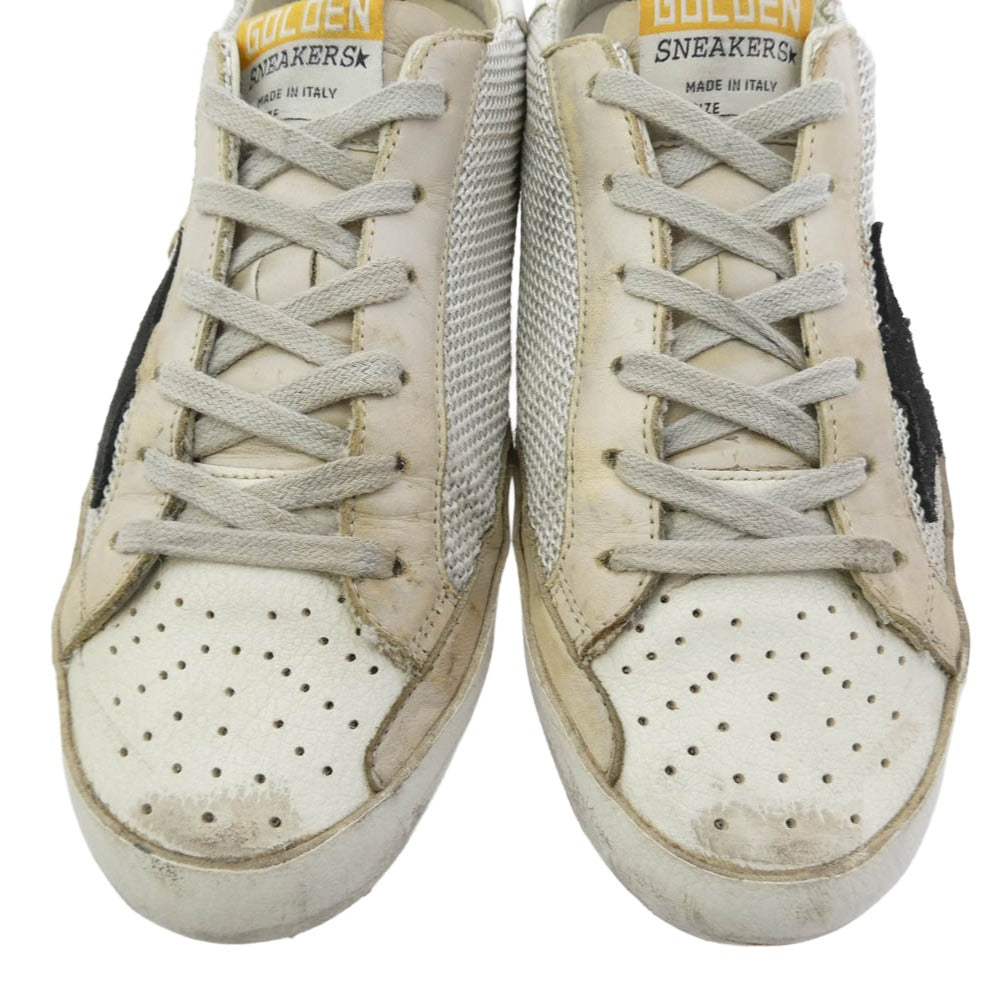 GOLDEN GOOSE ゴールデングース SUPERSTAR ヴィンテージ加工 レザー ローカット スニーカー ホワイト系 ブラック系 36【中古】