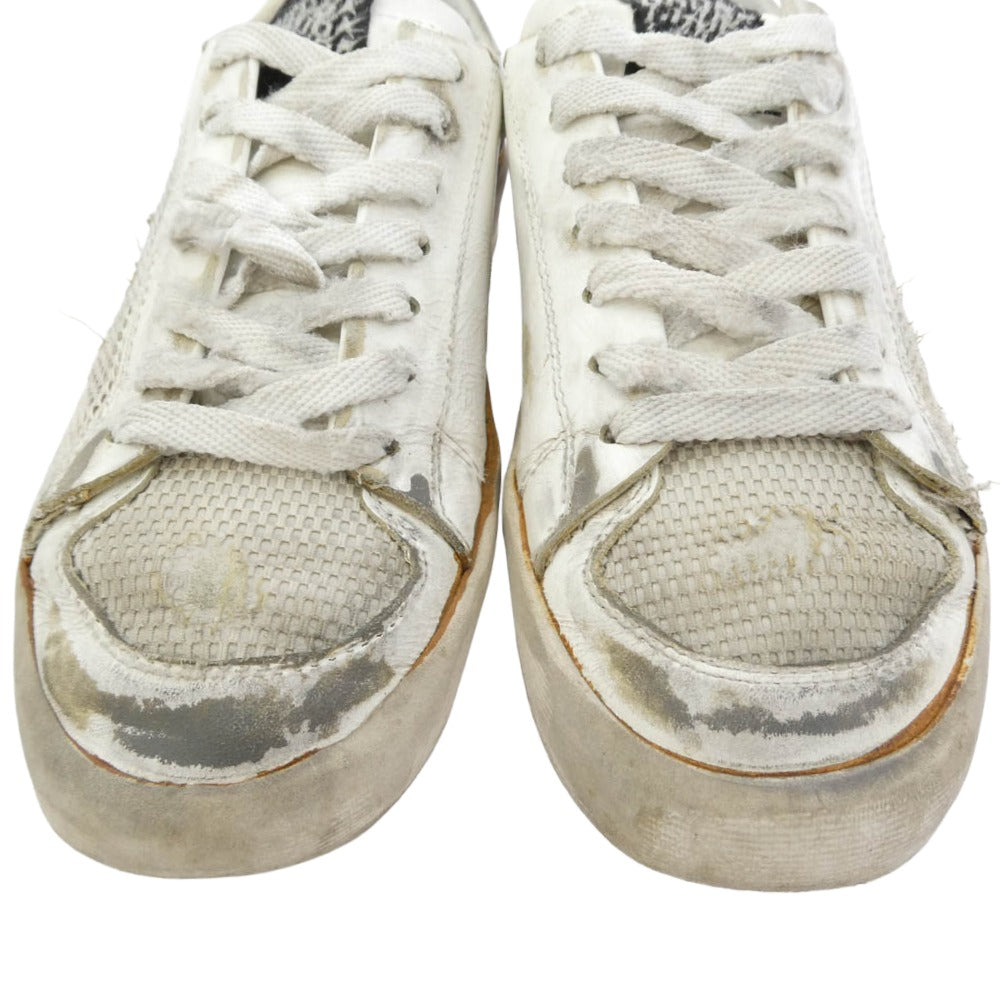 GOLDEN GOOSE ゴールデングース STARDAN ヴィンテージ加工 レザー ローカット スニーカー ホワイト系 ベージュ系 36【中古】