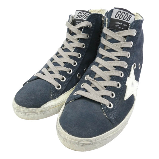 GOLDEN GOOSE ゴールデングース FRANCY ヴィンテージ加工 スエード ハイカット スニーカー ブルー系 ホワイト系 チャコール系 36【中古】