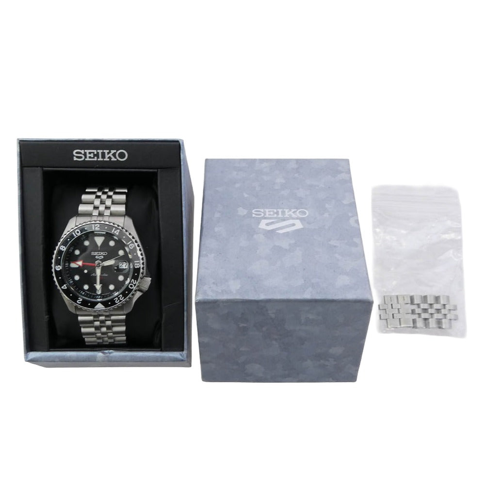 SEIKO セイコー 4R34-00A0 GMT 5スポーツ 自動巻き 腕時計 ウォッチ シルバー系 ブラック系【中古】