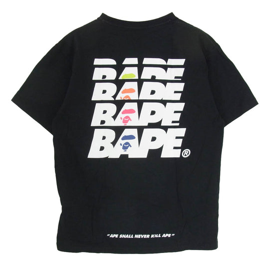 A BATHING APE アベイシングエイプ BAPE ロゴ 半袖 Tシャツ カットソー ブラック系 XL【中古】