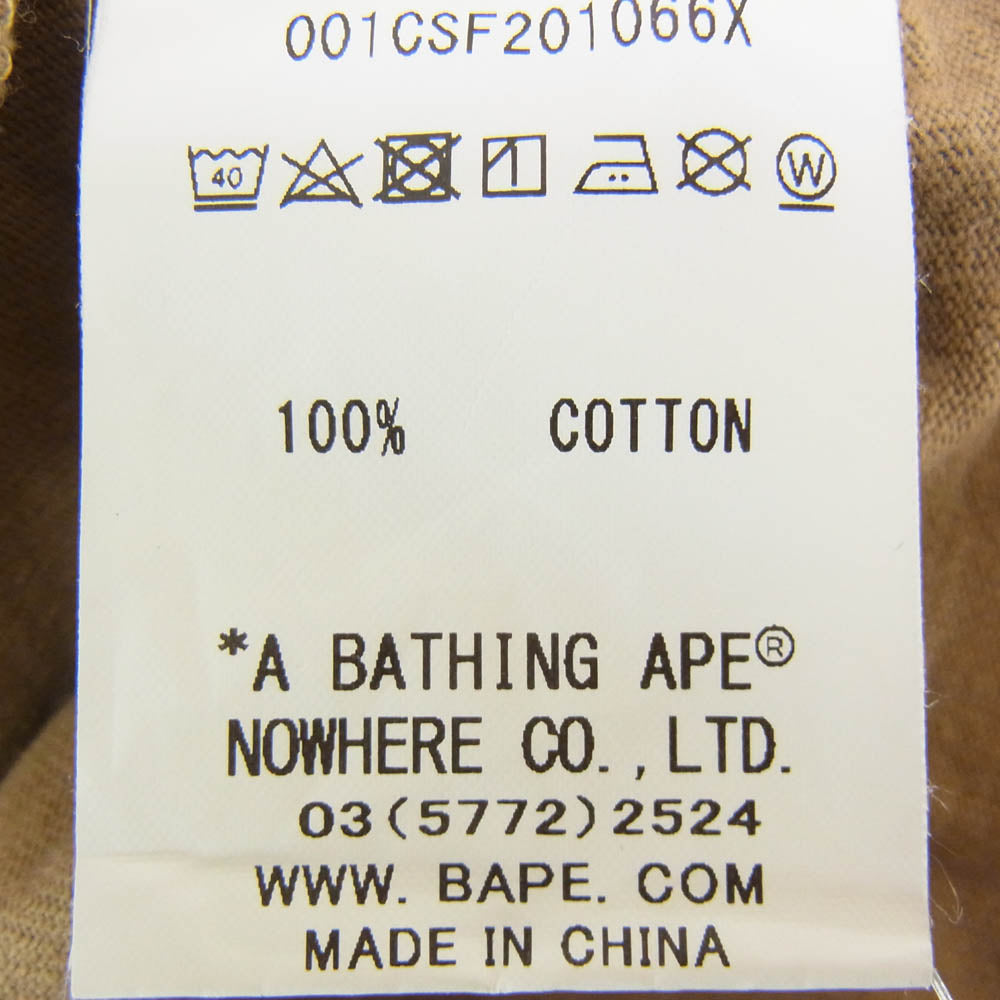 A BATHING APE アベイシングエイプ BAPE ロゴプリント 半袖 Tシャツ カットソー ブラウン系 M【中古】