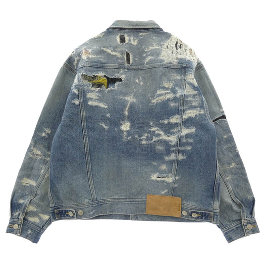 Supreme シュプリーム 26SS x MM6 Maison Margiela エムエムシックス メゾンマルジェラ Distressed Selvedge Denim Trucker Jacket ディストレスド セルビッジ デニム トラッカー ジャケット インディゴブルー系 US M【極上美品】【中古】