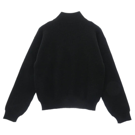 CELINE セリーヌ RY02Q0ZP2.38NO TRUCKER SWEATER IN RIBBED WOOL トラッカーセーター ハーフジップ ニット ブラック系 XL【極上美品】【中古】