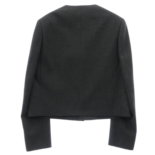 CELINE セリーヌ 2V25X154W-09AJ Short Mods Jacket In Wool Gabardine ノーカラー ショート モッズジャケット ウールギャバジン グレー系 46【美品】【中古】