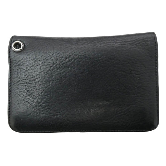 CHROME HEARTS クロムハーツ(原本無) 2ZIP 2ジップ クロスボール ボタン レザーウォレット 財布 ブラック系【中古】