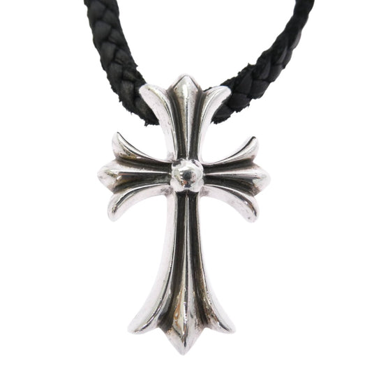 CHROME HEARTS クロムハーツ(原本無) CRS SML BC スモールCHクロス ボロチップ レザーブレード ネックレス ブラック系 シルバー系【中古】