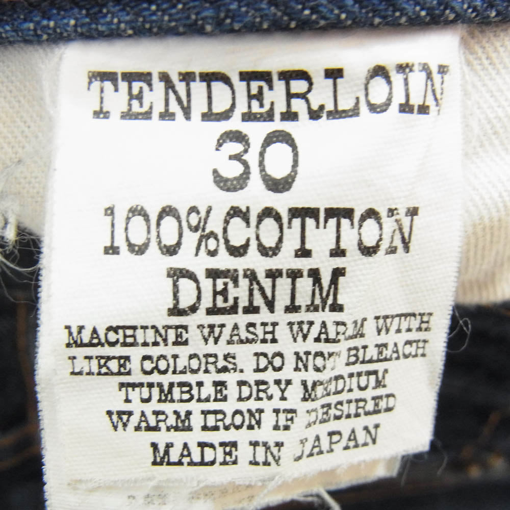 TENDERLOIN テンダーロイン T-RIDERS G ジッパーフライ ブーツカット ジーンズ デニムパンツ W30 インディゴブルー系 30【中古】