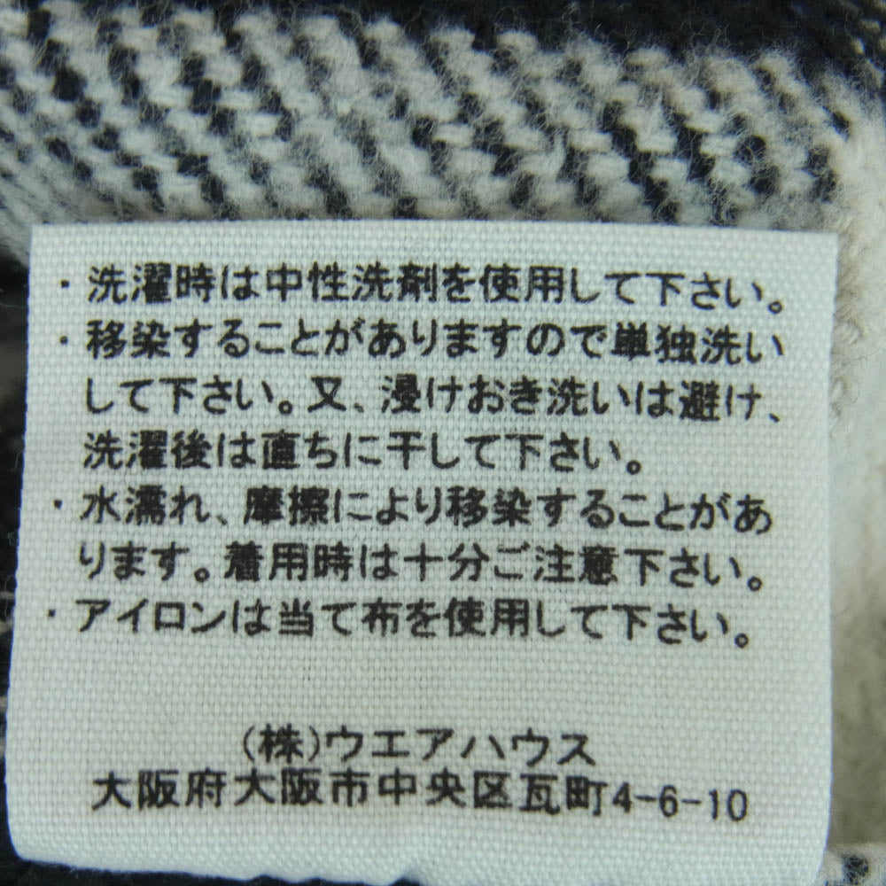 WAREHOUSE ウエアハウス Lot 3104 FLANNEL SHIRTS ブロックチェック ポケット付き ラウンドヘム 長袖 ネル シャツ オフホワイト系 ブラック系 L 16 - 16.5【中古】