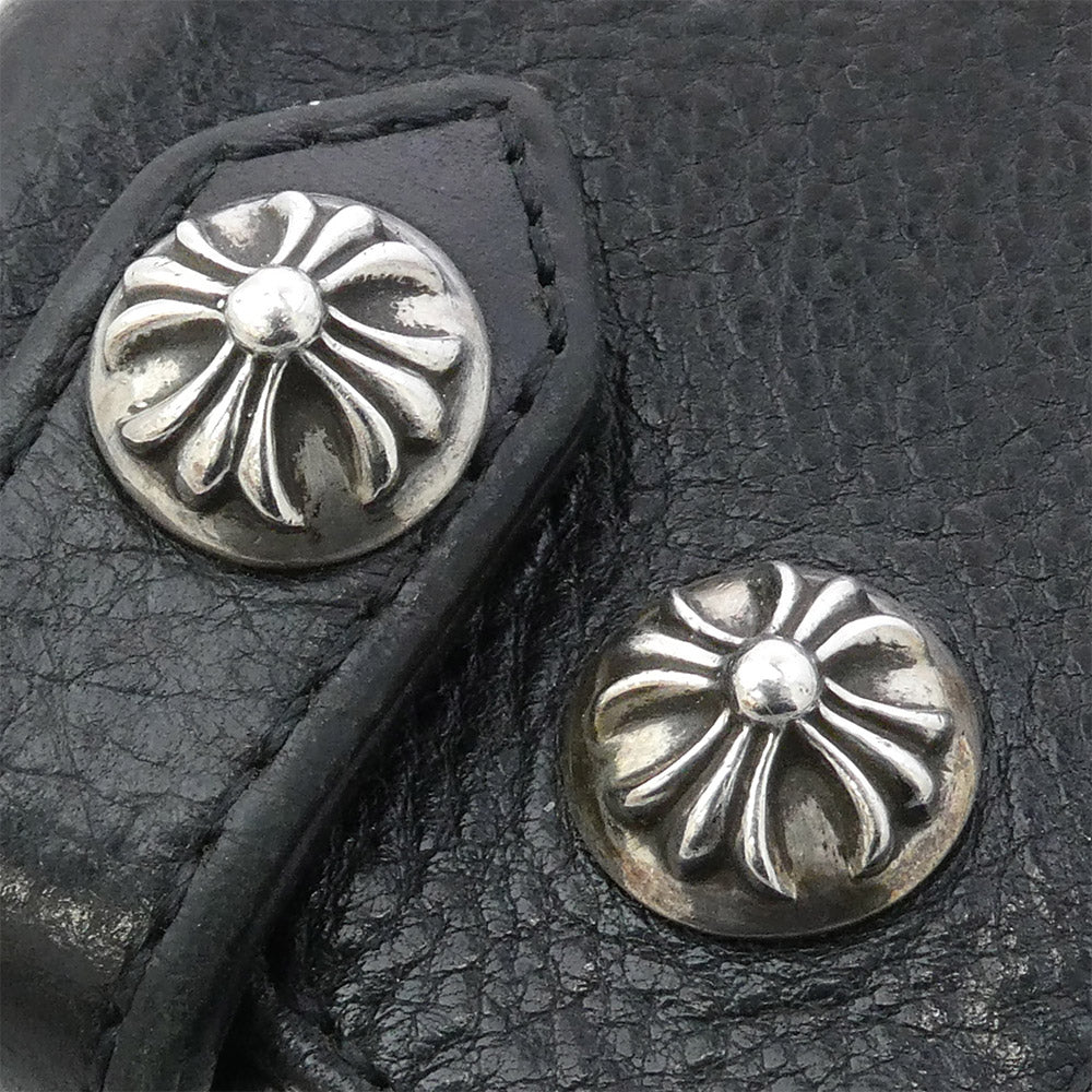 CHROME HEARTS クロムハーツ(原本無) KEY CASE クロスボールボタン レザー キーケース ブラック系【中古】