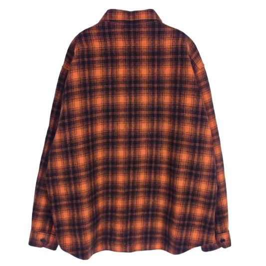 CELINE セリーヌ 22SS 2c574073q Loose Shirt in Checked Wool ウール チェック ルーズ 長袖 シャツ オレンジ系 41【中古】