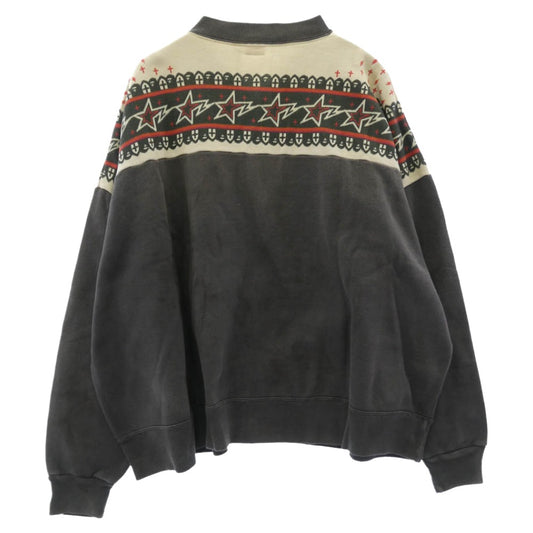 SAINT MICHAEL セントマイケル SM-MK3-0000-C52 A BATHING APE アベイシングエイプ BAPE ZIP CARDIGAN 加工 ジップ スウェツト カーディガン チャコール系 L【新古品】【未使用】【中古】