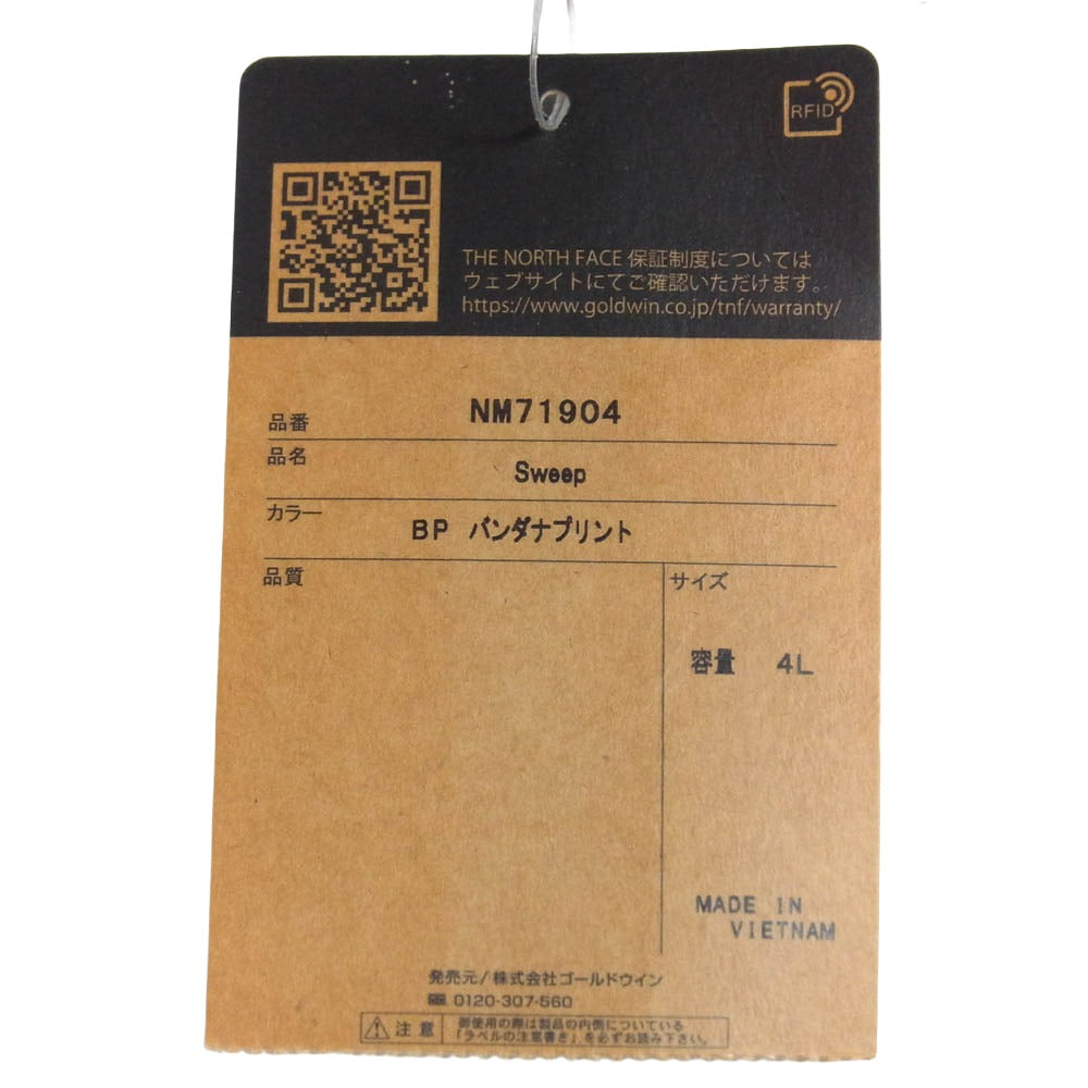 THE NORTH FACE ノースフェイス NM71904 SWEEP スウィープ バンダナ ウエストバッグ ブラック系 バンダナプリント 4L【極上美品】【中古】