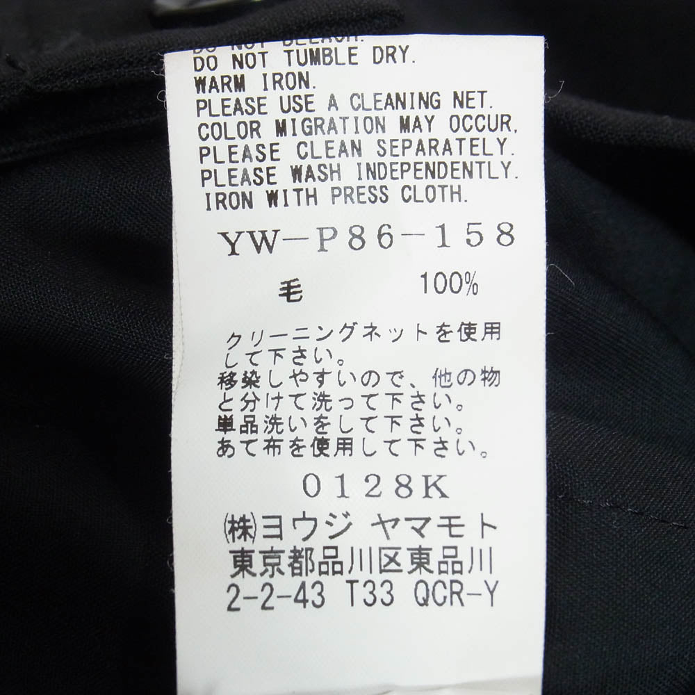 Y's Yohji Yamamoto ワイズ ヨウジヤマモト Y's BANG ON! 22AW YW-P86-158 ドローコード 2タック スラックス ヘムボタン パンツ ブラック系 2【中古】
