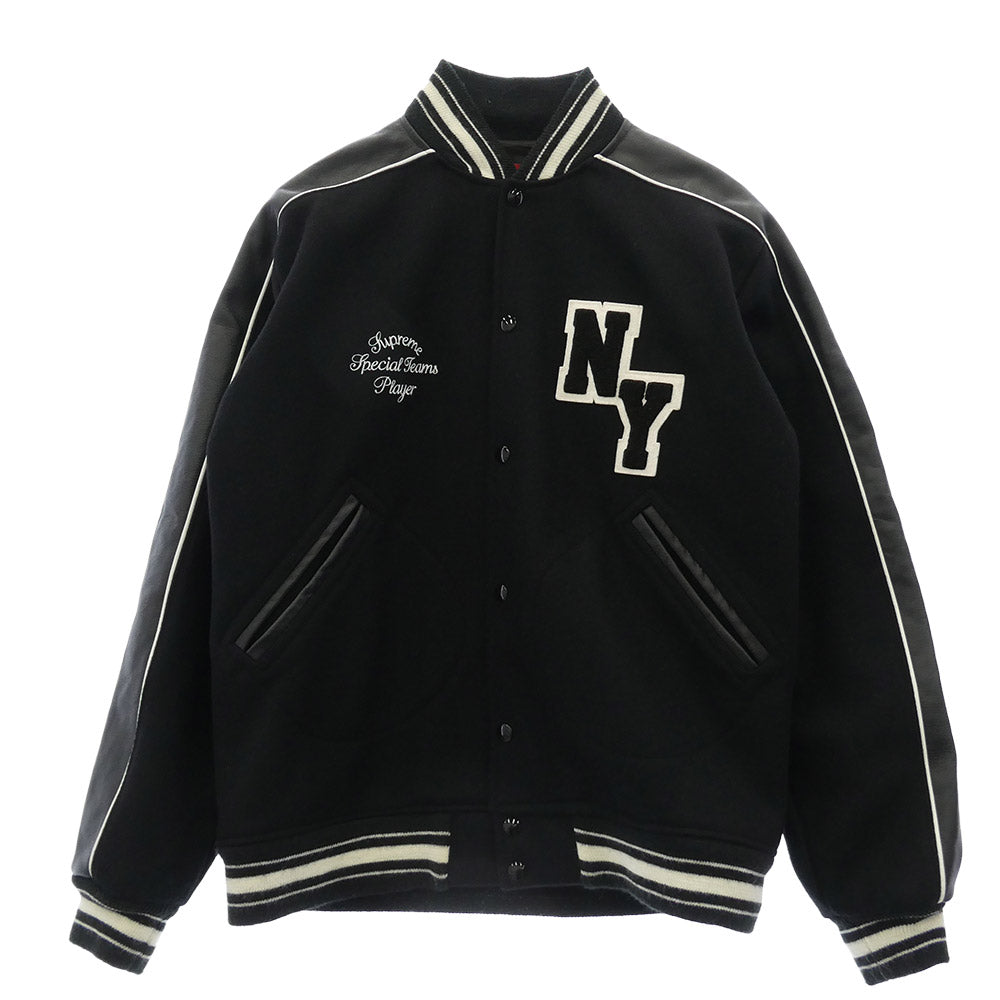 Supreme シュプリーム 03AW USA製 紙タグ Special Teams Player Varsity Jacket スペシャル チーム プレイヤー バーシティ ジャケット ブルゾン ブラック系 M【中古】 Supreme シュプリーム 03AW USA製 紙タグ Special Teams Player