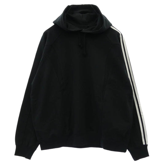 Y-3 Yohji Yamamoto ワイスリー ヨウジヤマモト 25SS JN7131-5-104 U CUTLINE HOODI 3 ストライプ スウェット プルオーバー パーカー フーディー ブラック系 L【新古品】【未使用】【中古】