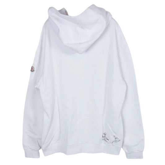 MONCLER モンクレール 22AW H20918G00038 809KR モンクレールジャパンタグ HOODIE ワッペン付 ダックプリント プルオーバーパーカー ホワイト系 M【中古】
