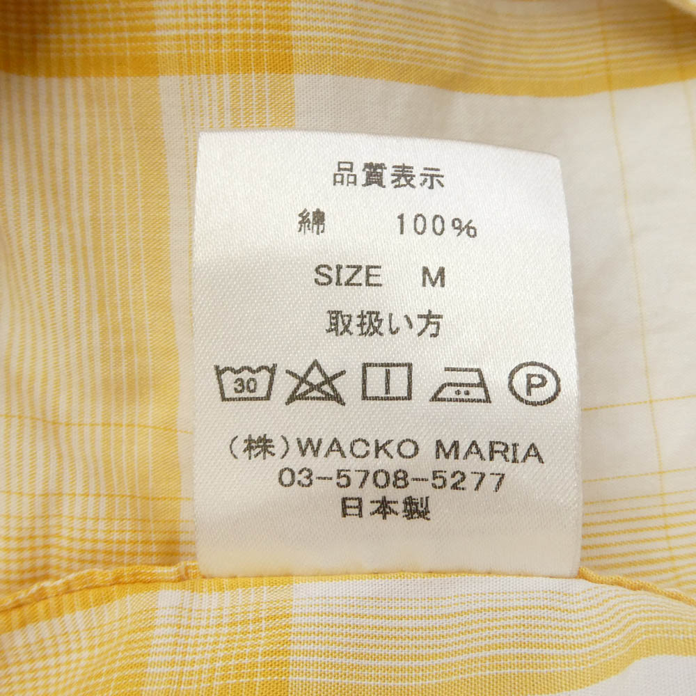 WACKO MARIA ワコマリア オンブレ チェック オープンカラーシャツ 半袖シャツ イエロー系 ホワイト系 M【中古】