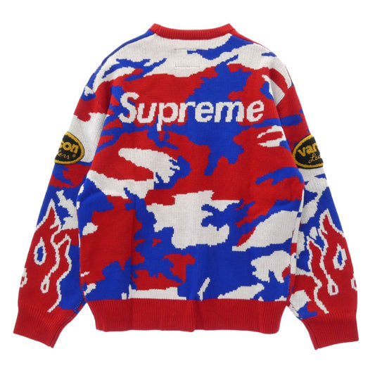 Supreme シュプリーム 22SS x Vanson Leathers バンソン レザー Sweater ニット クルーネック セーター マルチカラー系 M【極上美品】【中古】