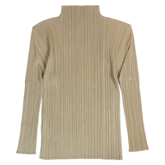 PLEATS PLEASE プリーツプリーズ イッセイミヤケ PP05-JK005 プリーツ ハイネック 長袖 カットソー ベージュ系 3【中古】