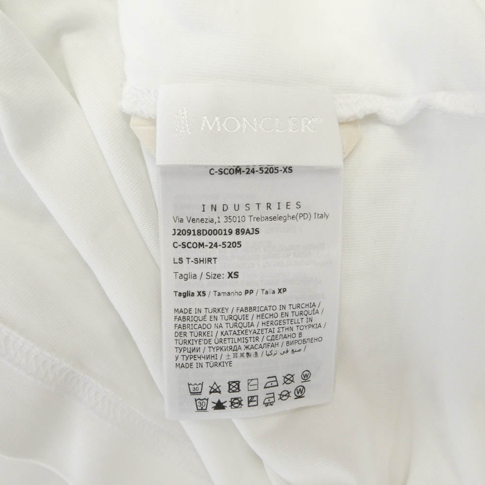MONCLER モンクレール 24AW J20918D00019 89AJS LS TSHIRT フロントロゴプリント ショルダーワッペン クルーネック 長袖 Tシャツ カットソー ホワイト系 XS【中古】