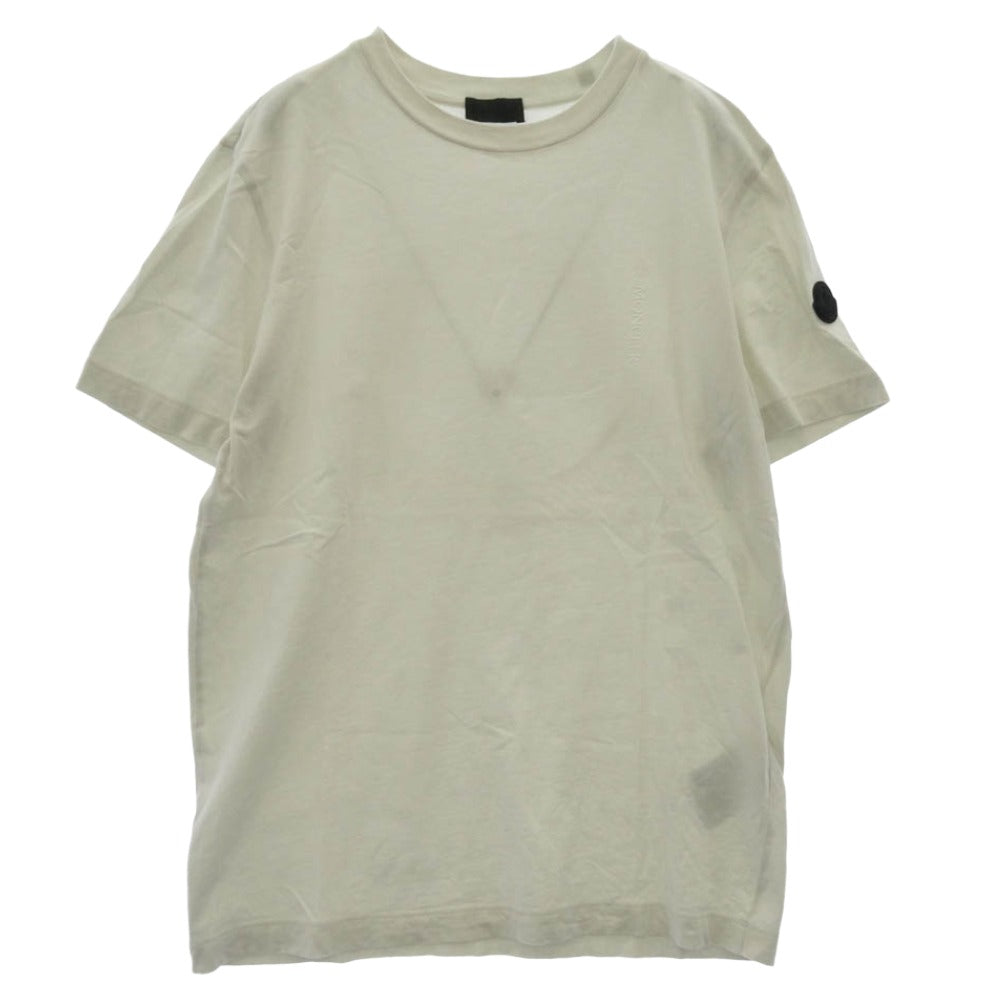 MONCLER モンクレール 24AW J20918C00015 89A17 SS T-SHIRT ラバー ロゴ ワッペン フロント 縦ロゴ プリント 半袖 Tシャツ TEE ホワイト系 S【中古】 MONCLER モンクレール 24AW J20918C00015 89A17 SS T-SHIRT ラバー