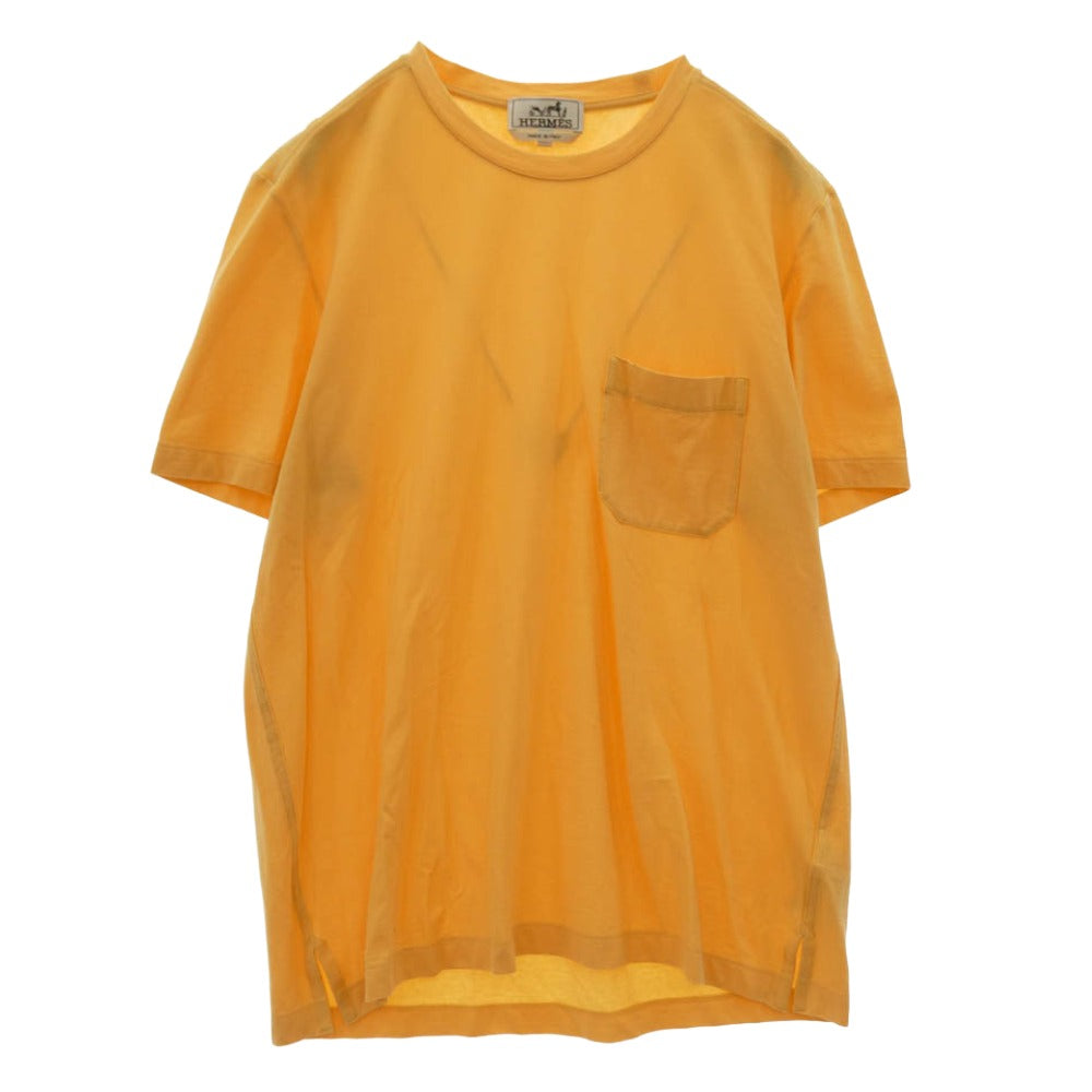 HERMES エルメス クルーネック コットン 半袖 ポケット Tシャツ イエロー系 S【中古】 HERMES エルメス クルーネック コットン 半袖 ポケット Tシャツ