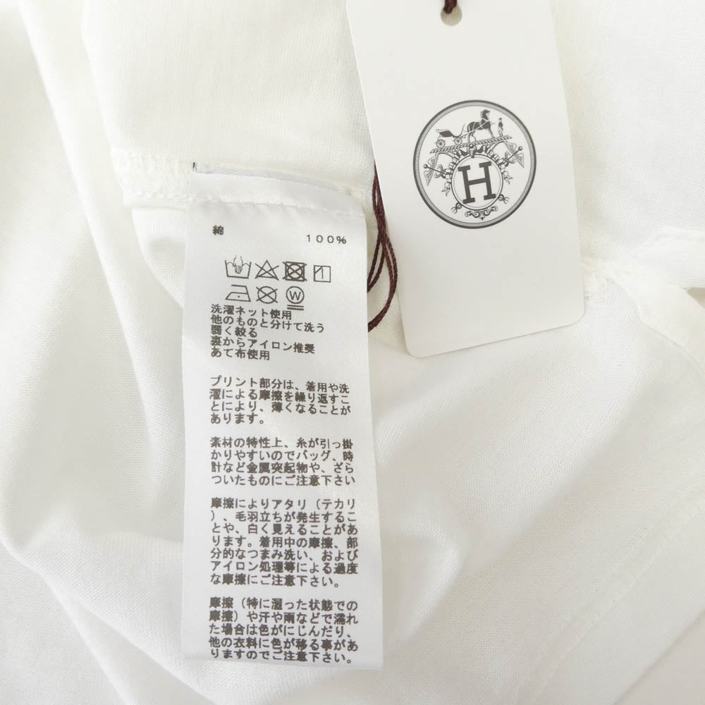 HERMES エルメス 国内正規品 3D ハーバリウム ボタニカル プリント 半袖 Tシャツ カットソー ホワイト系 S【美品】【中古】