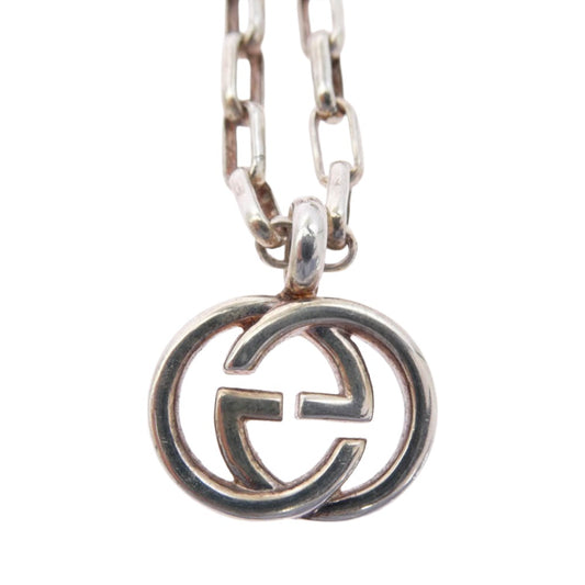 GUCCI グッチ インターロッキング GGロゴ ペンダント チェーン ネックレス シルバー系【中古】