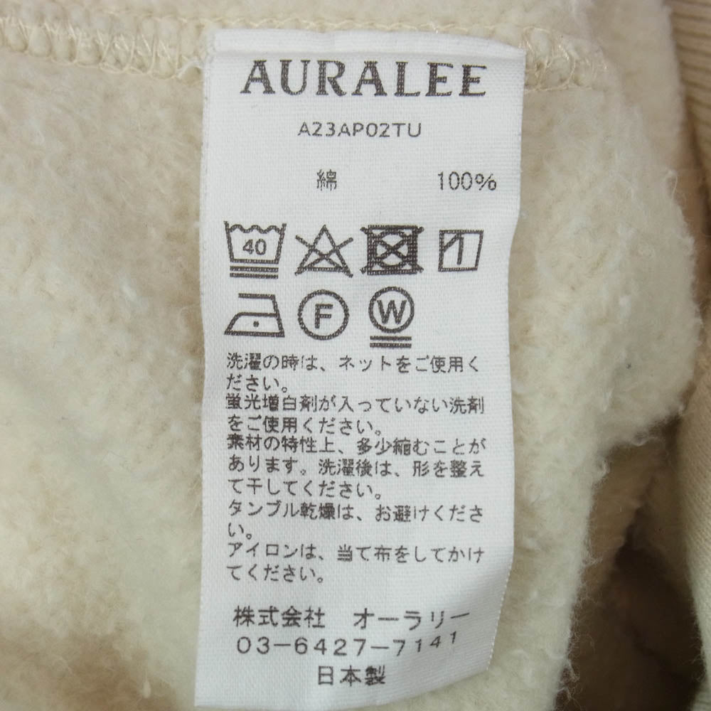 AURALEE オーラリー 23AW A23AP02TU SMOOTH SOFT SWEAT P/O スムースソフト クルーネック スウェット トレーナー オフホワイト系 5【中古】