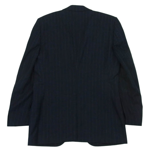 DOLCE&GABBANA ドルチェアンドガッバーナ ピークドラペル ストライプ 2B シングル テーラード ジャケット ダークネイビー系 48【中古】