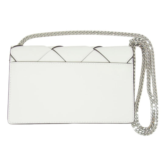 Michael Kors マイケルコース 7MPLRKG6 L9JMB7F JET SET ウーヴン レザー フラップ チェーン クロスボディ ショルダーバッグ ホワイト系【中古】