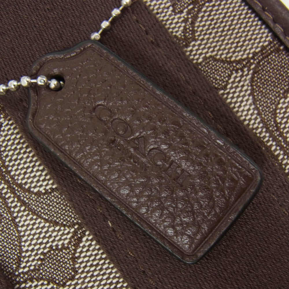 COACH コーチ CCL75 2WAY シグネチャー ジャカード スミス ミニ トート ハンド バッグ ブラウン系【中古】