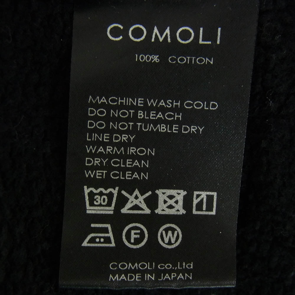 COMOLI コモリ 25AW C03-05001 コットン裏毛 ジップ フーディ パーカー ブラック系 4【中古】