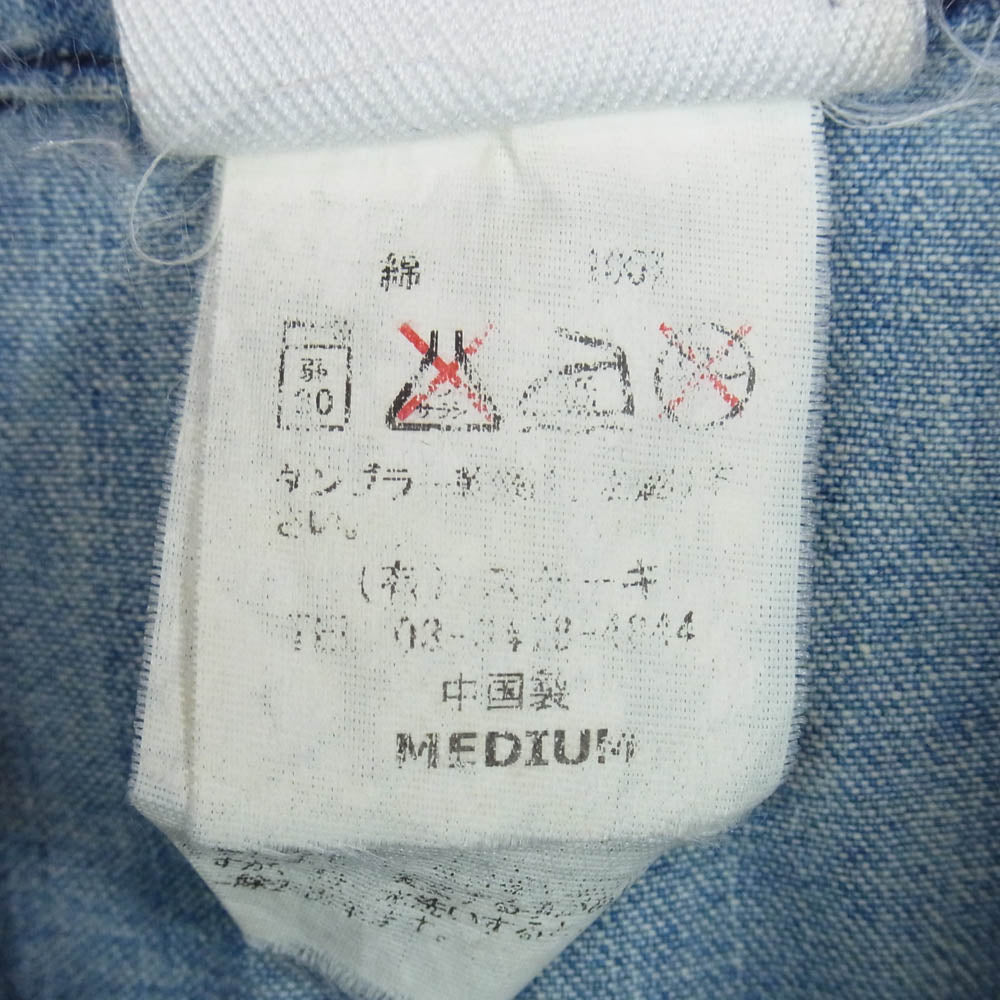 PUNK DRUNKERS パンクドランカーズ × 円谷プロ メトロン星人 刺繍 デニム シャツ インディゴブルー系 M【中古】