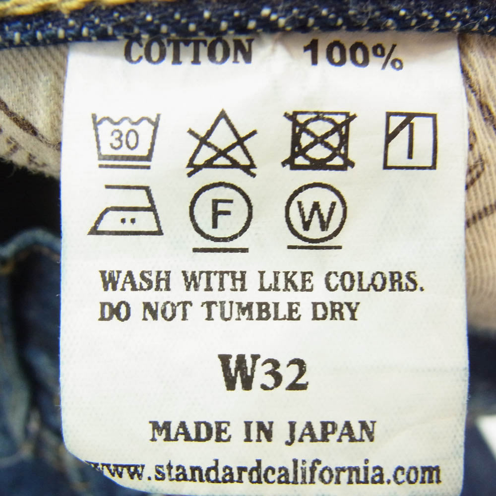 STANDARD CALIFORNIA スタンダードカリフォルニア BTDOC300 SD S901 5P Vintage Wash ヴィンテージ ウォッシュ Denim Pants ストレート デニム パンツ インディゴブルー系 32【極上美品】【中古】
