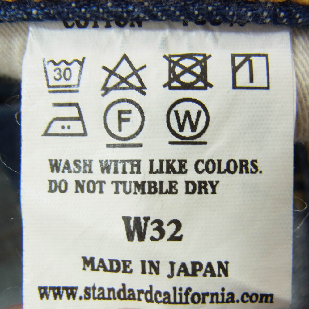 STANDARD CALIFORNIA スタンダードカリフォルニア BTDOB290 SD S901 Vintage Wash ヴィンテージ ウォッシュ Denim Pants ストレート デニム パンツ インディゴブルー系 32【極上美品】【中古】