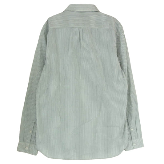RRL ダブルアールエル マチ付き チンストラップ ストライプ 長袖 シャツ グリーン系 M【中古】