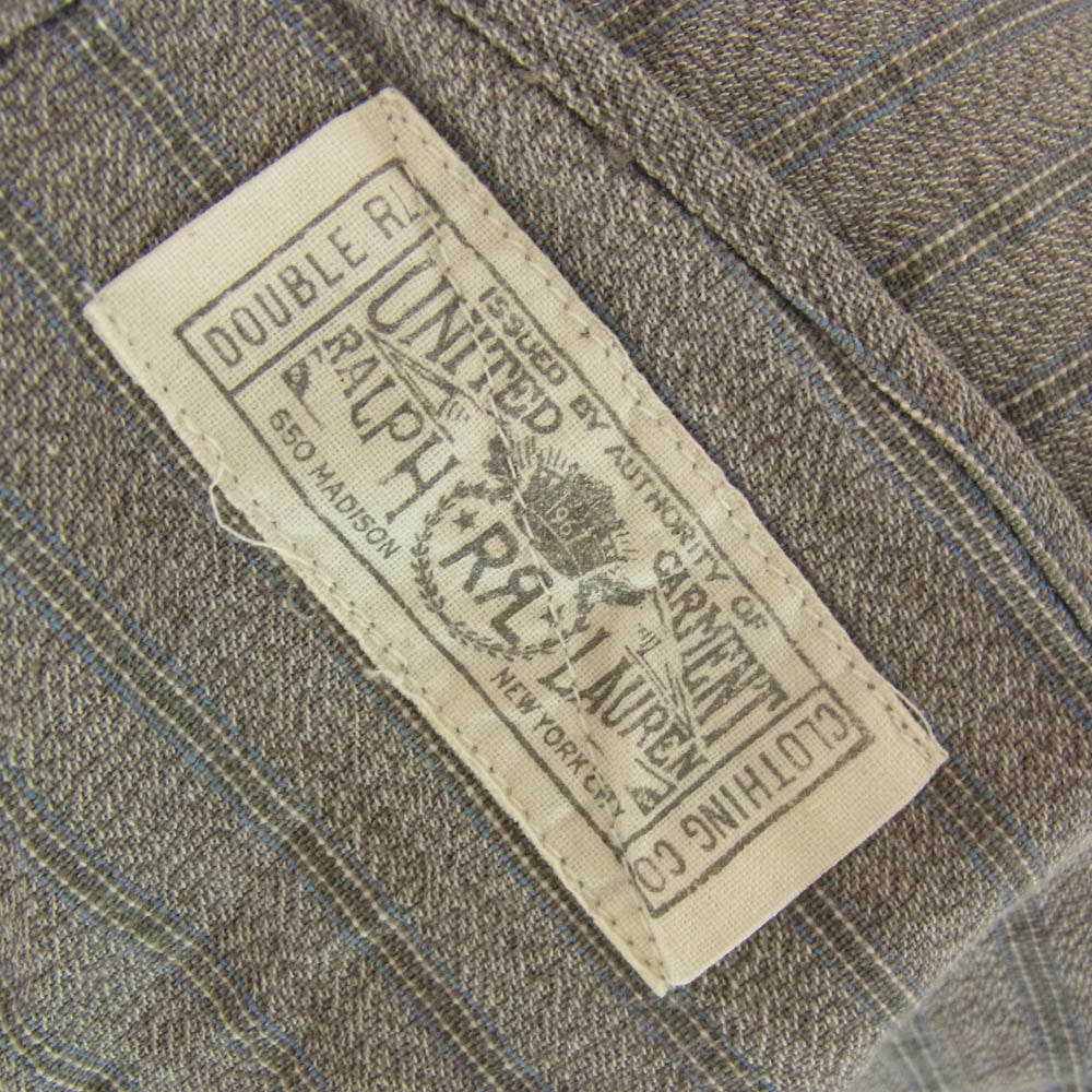 RRL ダブルアールエル マチ付き チンストラップ ストライプ 長袖 シャツ グレー系 M【中古】