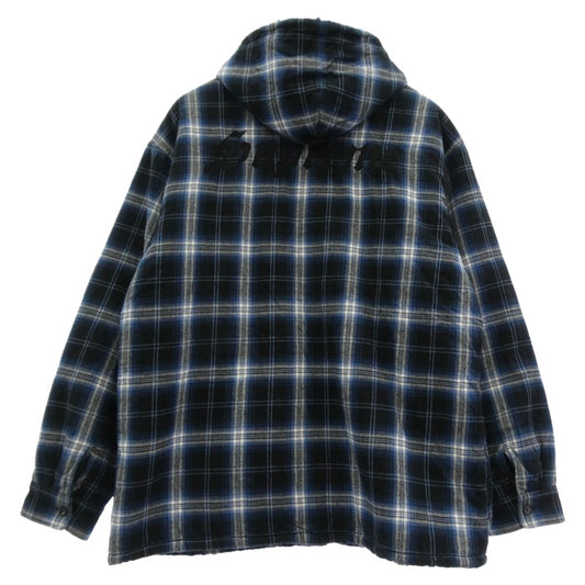 Supreme シュプリーム 25AW Lined Zip Up Hooded Flannel Shirt ラインド ジップ アップ フード フランネル シャツ フーディー パーカー ブラック系 ブルー系 XL【中古】