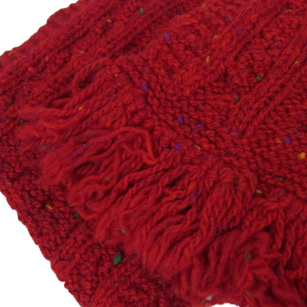 INVERALLAN インバーアラン 茶タグ HANDKNIT MUFFLER ハンドニット マフラー レッド系【中古】