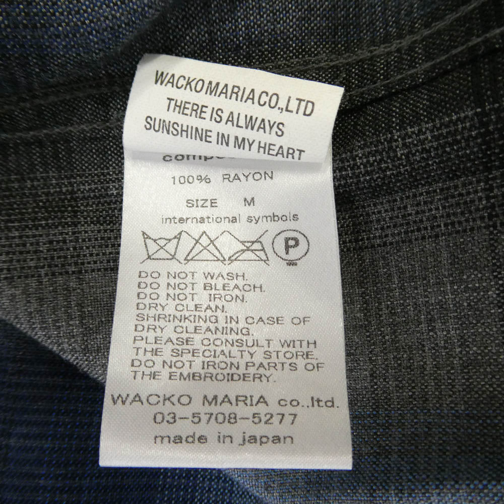WACKO MARIA ワコマリア OMBRE CHECK OPEN COLLAR SHIRT オンブレチェック 半袖 シャツ ネイビー系 ブラック系 M【中古】