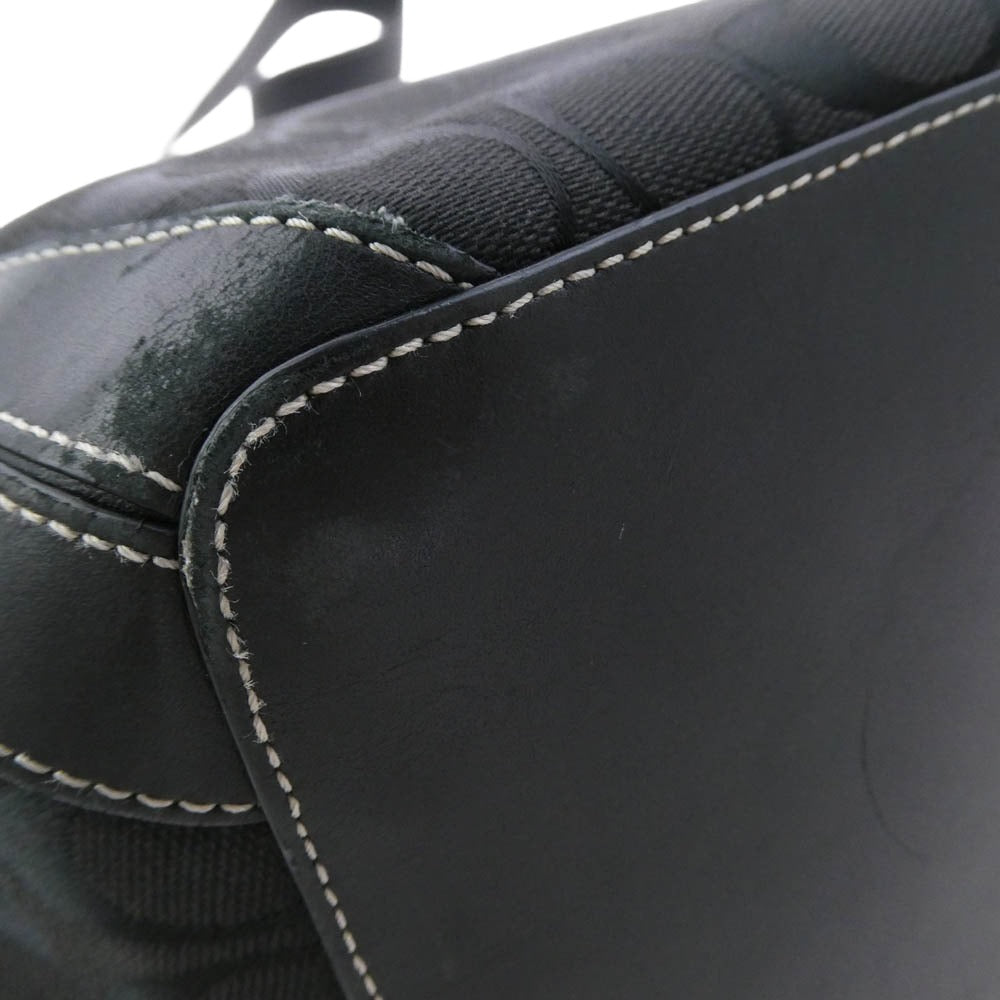 COACH コーチ 6083 シグネチャー キャンバス レザー ショルダー バッグ ブラック系【中古】