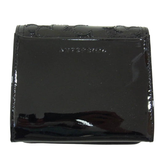 ANTEPRIMA アンテプリマ 10889-10 フォラータ エナメル フラワー コンパクトウォレット 二つ折り財布 ブラック系【極上美品】【中古】