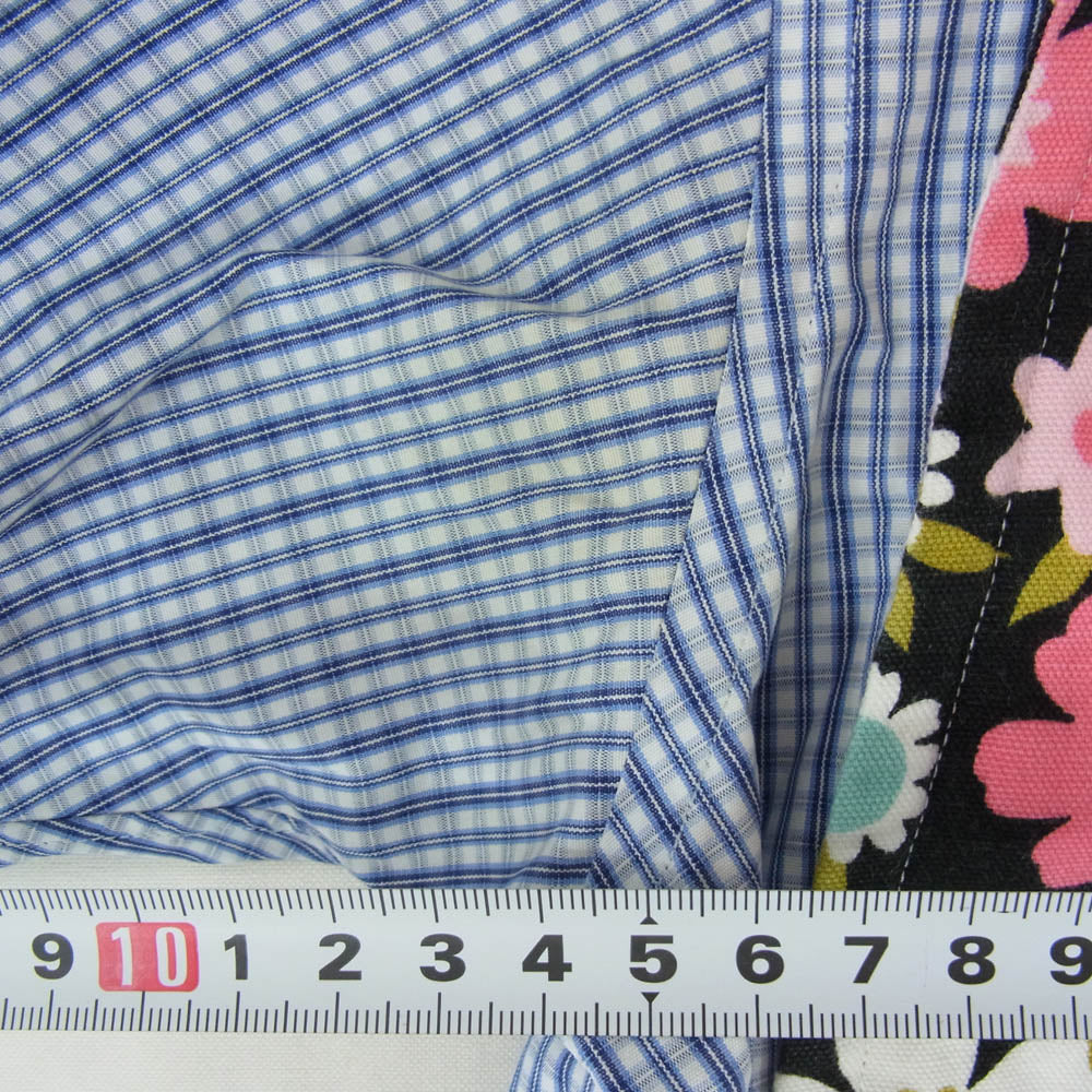 COMME des GARCONS コムデギャルソン S22056 SHIRT シャツ パッチワーク ダブルフロントポケット チェック 花柄切替 半袖 シャツ ブルー系 M【中古】