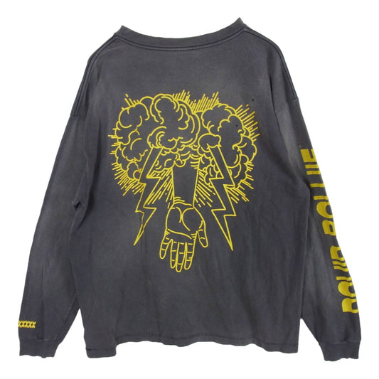 SAINT MICHAEL セントマイケル 22AW SM-A22-0000-075 DB-LS TEE HUNKY DORY デヴィッドボウイ プリント 長袖 カットソー チャコール系 XL【美品】【中古】