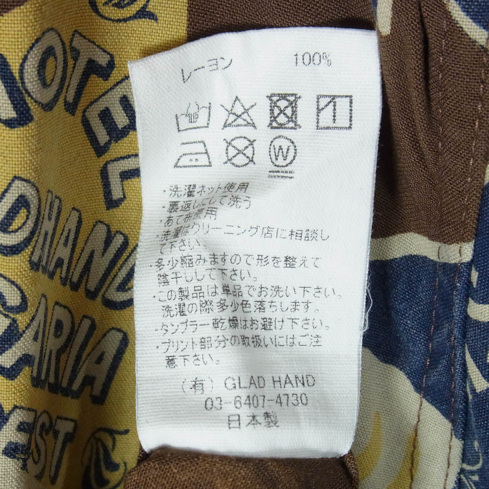 BY GLADHAND バイグラッドハンド BYGH5105 LUGGAGE LABEL L/S SHIRTS ラゲッジレーベル 開襟 長袖シャツ ブラウン系 M【中古】