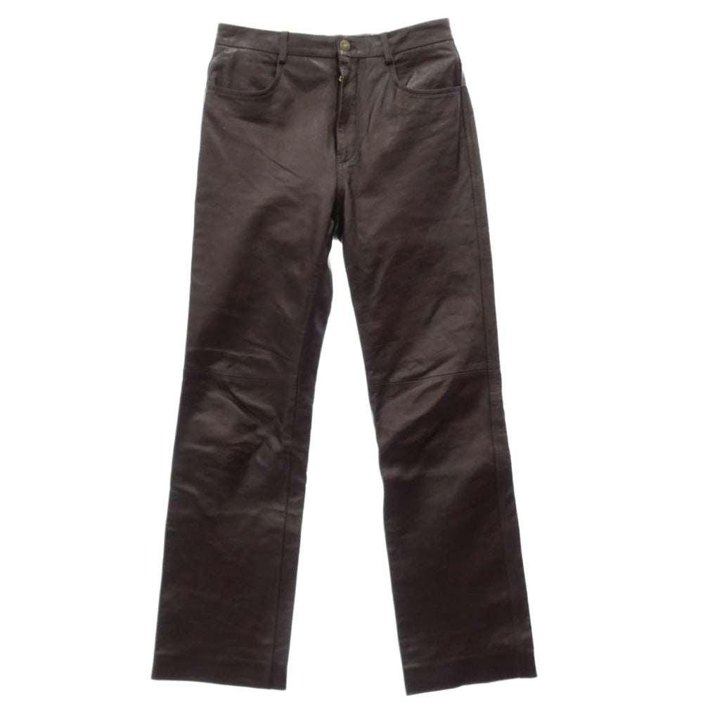 GUCCI グッチ 713493 XNATN イタリア製 カウレザー ストレート パンツ ブラウン系 44【中古】 GUCCI グッチ 713493 XNATN イタリア製 カウレザー ストレート パンツ