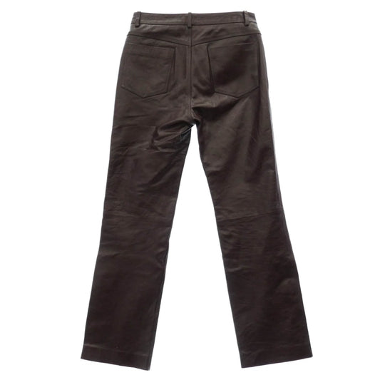 GUCCI グッチ 713493 XNATN イタリア製 カウレザー ストレート パンツ ブラウン系 44【中古】