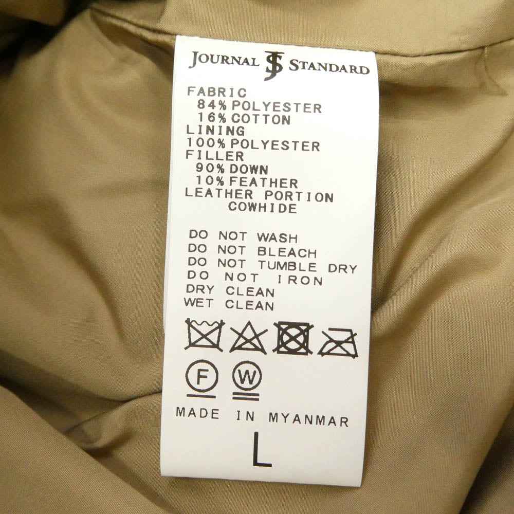 JOURNAL STANDARD ジャーナルスタンダード LASKA レザー切替 ダウン ジャケット ベージュ系 L【中古】